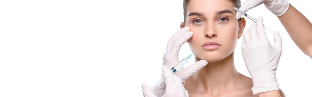 Illustration of neuromodulator injection points on a woman's face